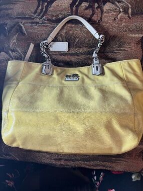 Coach Yellow Leather Tote with Ivory Handles